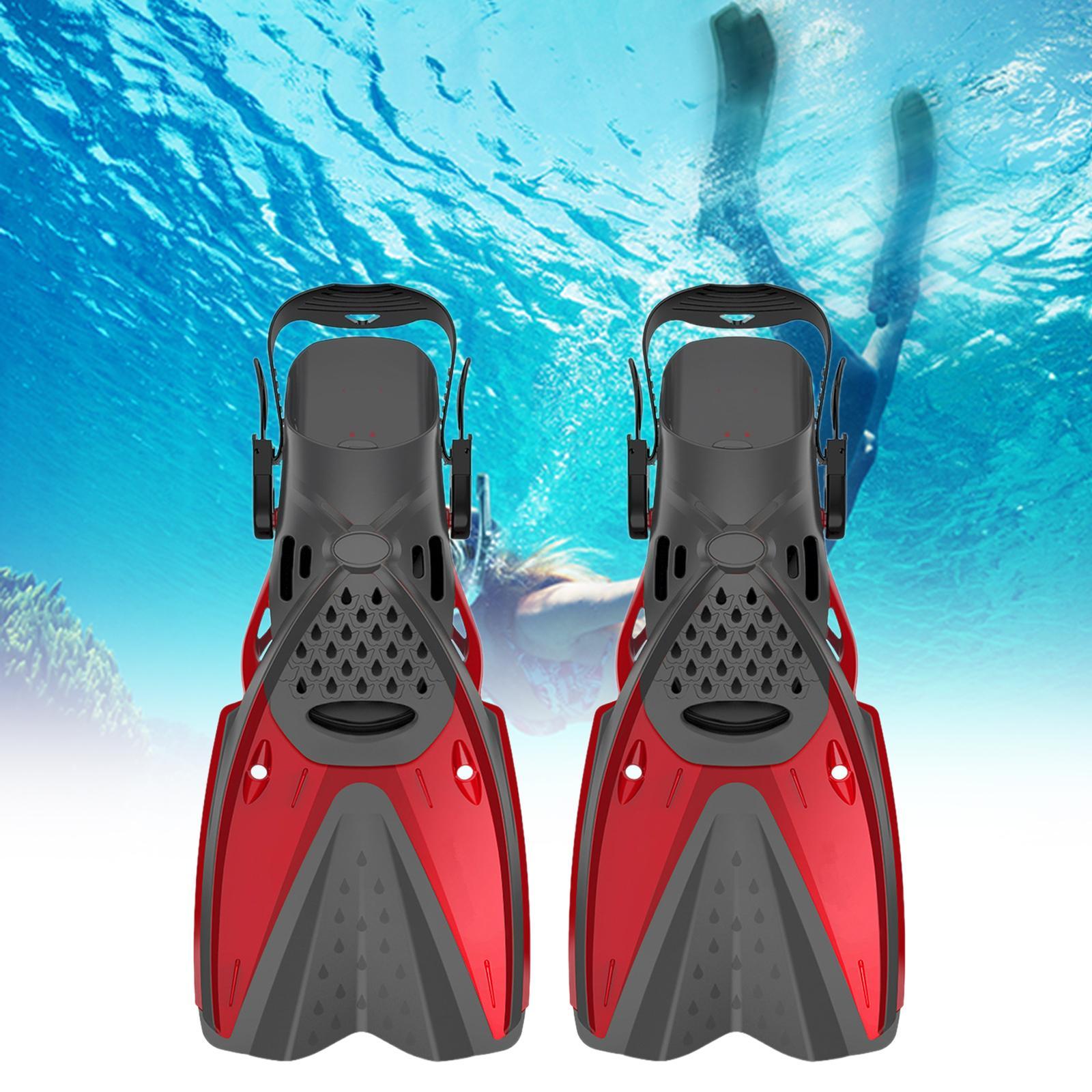 Snorkel Fins Open Heel Swim Flippers for Men Women Beginner Diving Equipment red