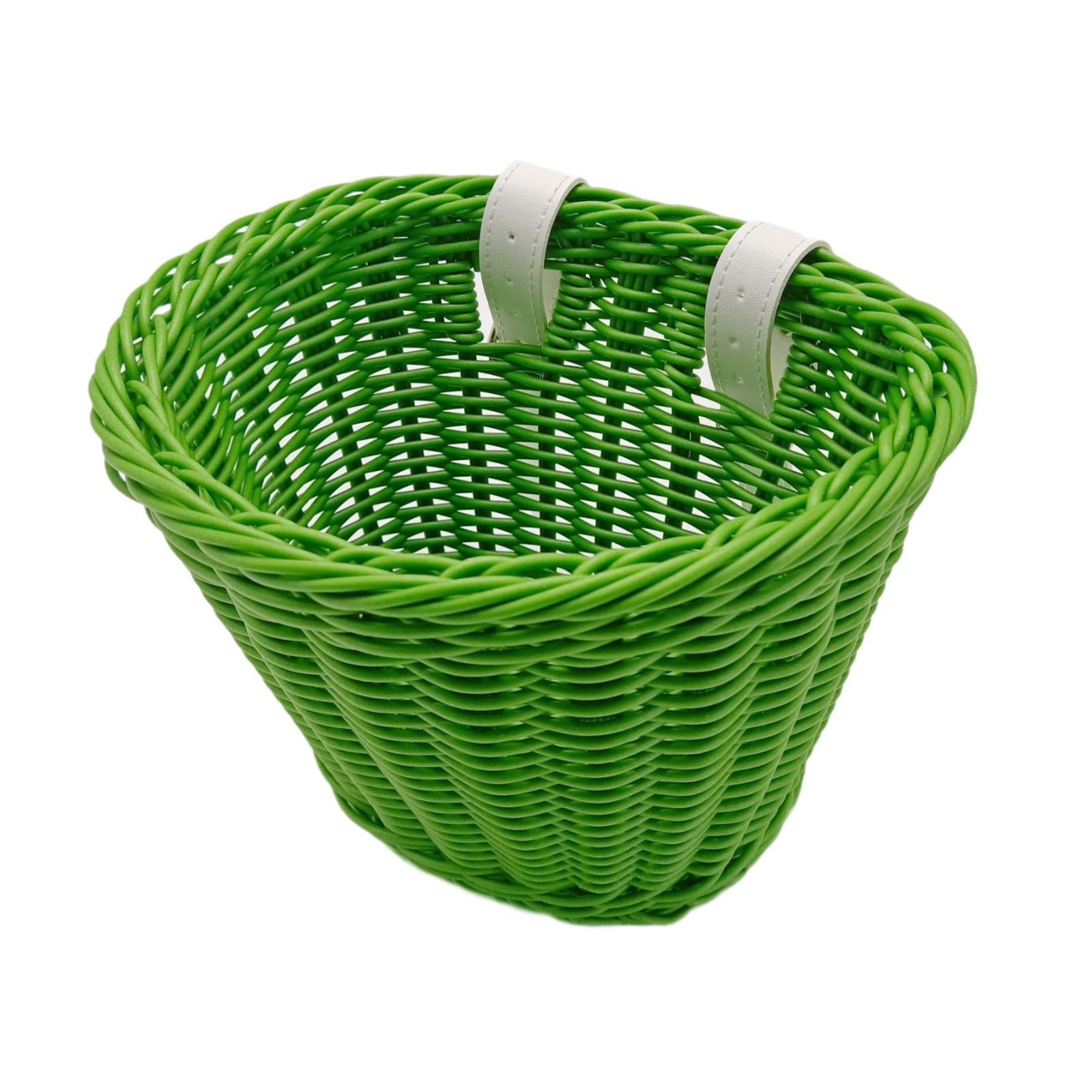 Kids Bike Basket Decor Bicycle Basket for Cycling Bring Dolls Outdoor Sports Green