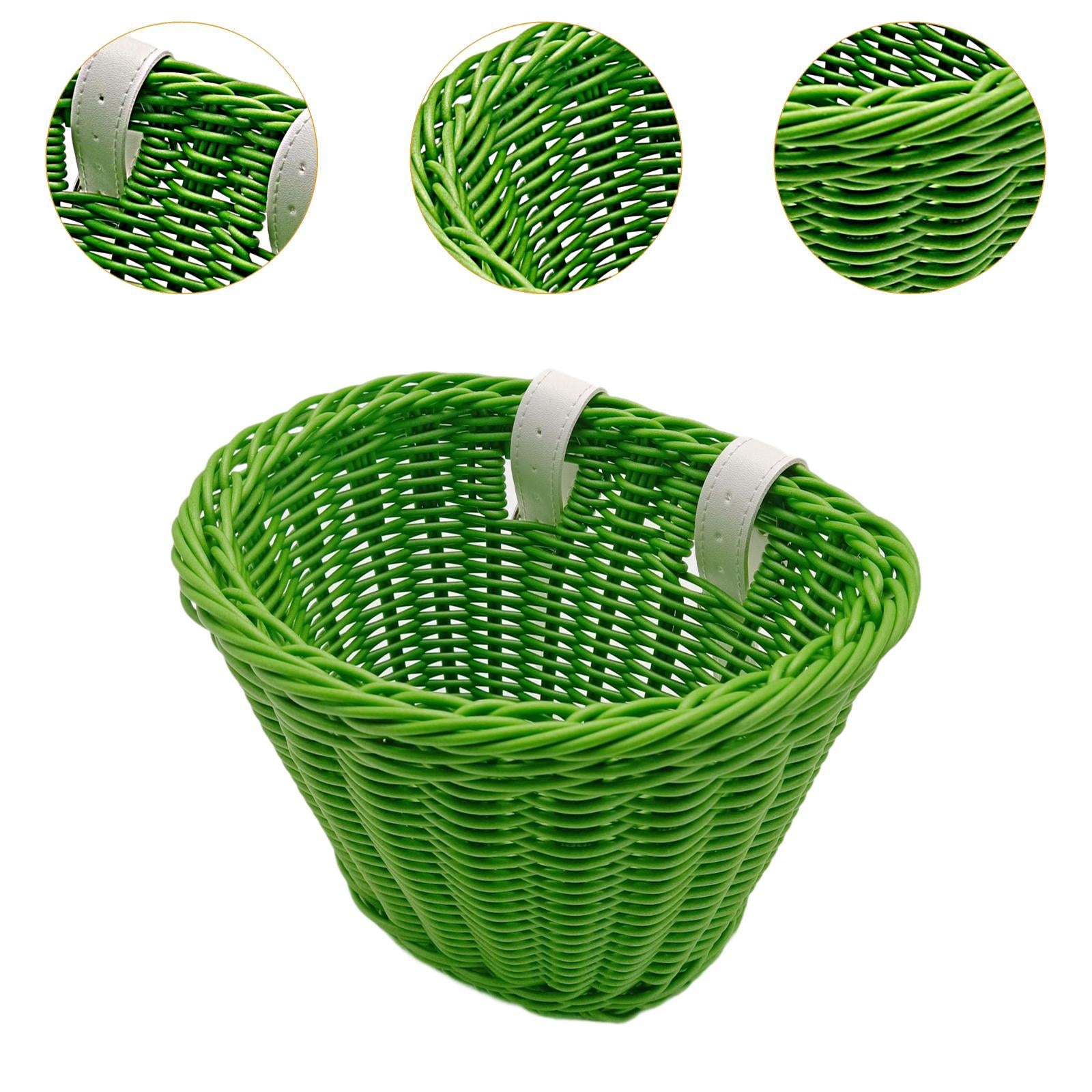 Kids Bike Basket Decor Bicycle Basket for Cycling Bring Dolls Outdoor Sports Green