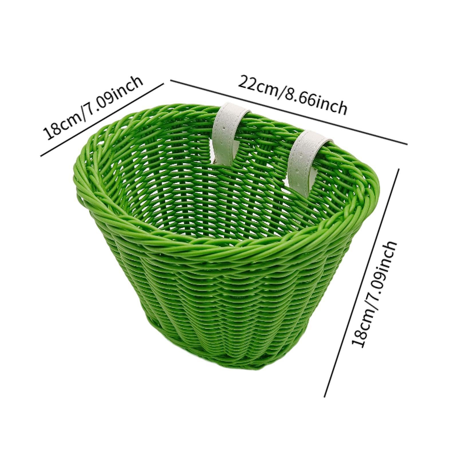 Kids Bike Basket Decor Bicycle Basket for Cycling Bring Dolls Outdoor Sports Green