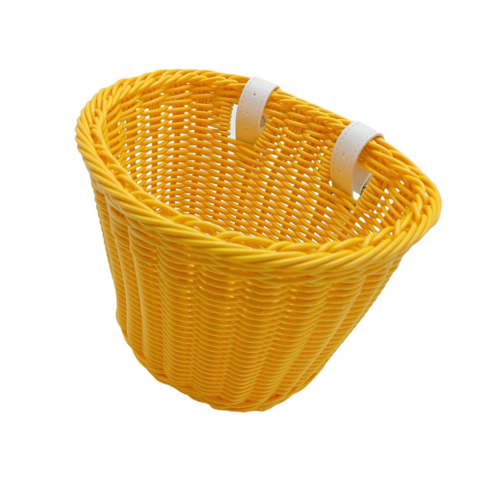 Kids Bike Basket Decor Bicycle Basket for Cycling Bring Dolls Outdoor Sports Yellow