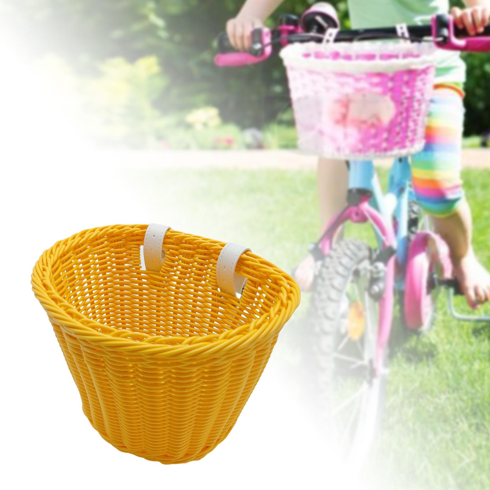 Kids Bike Basket Decor Bicycle Basket for Cycling Bring Dolls Outdoor Sports Yellow
