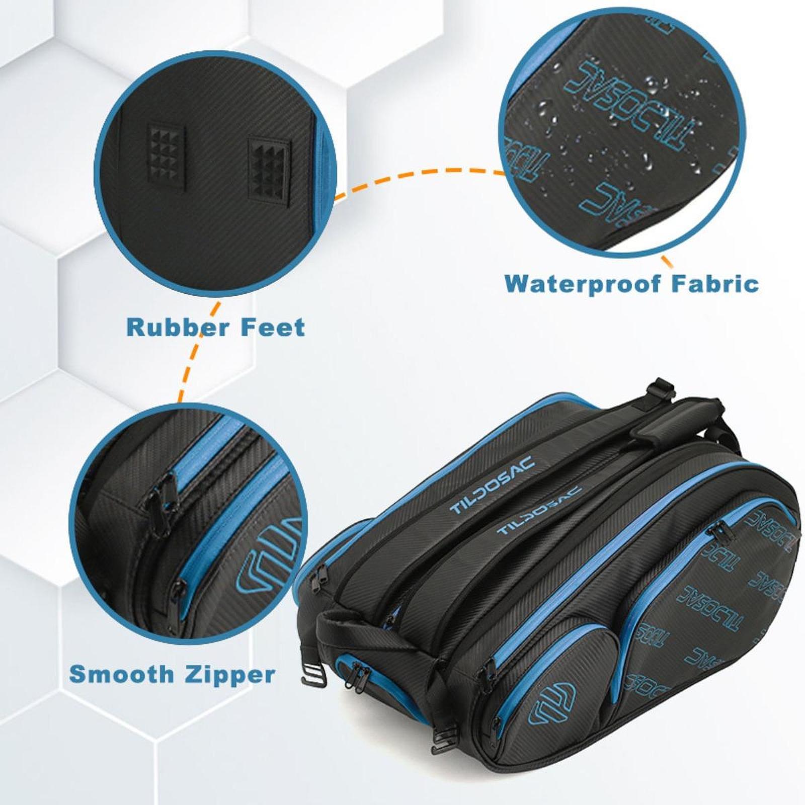 Tennis Backpack with Shoe Compartment Gym Bag Tennis Bag for Camping Outdoor Black Blue