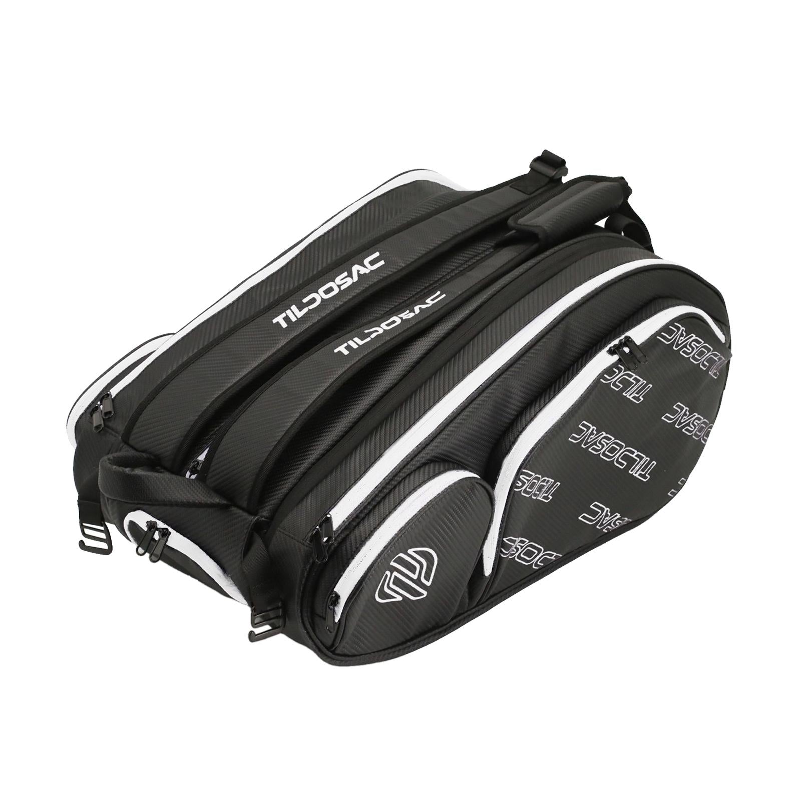 Tennis Backpack with Shoe Compartment Gym Bag Tennis Bag for Camping Outdoor Black White