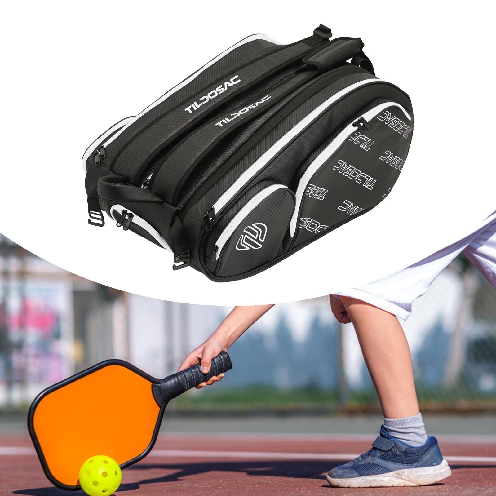 Tennis Backpack with Shoe Compartment Gym Bag Tennis Bag for Camping Outdoor Black White