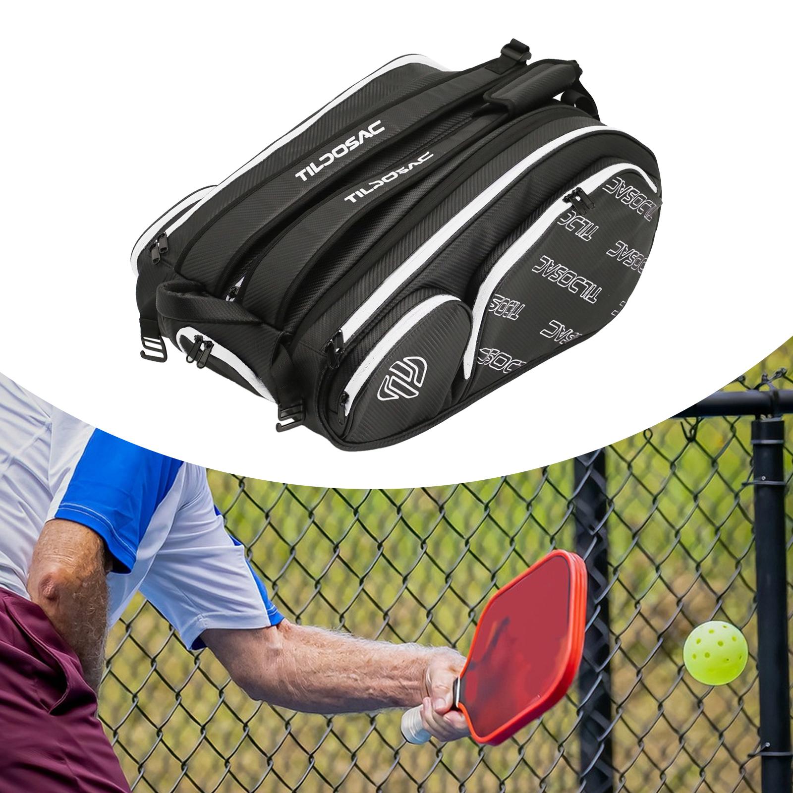 Tennis Backpack with Shoe Compartment Gym Bag Tennis Bag for Camping Outdoor Black White