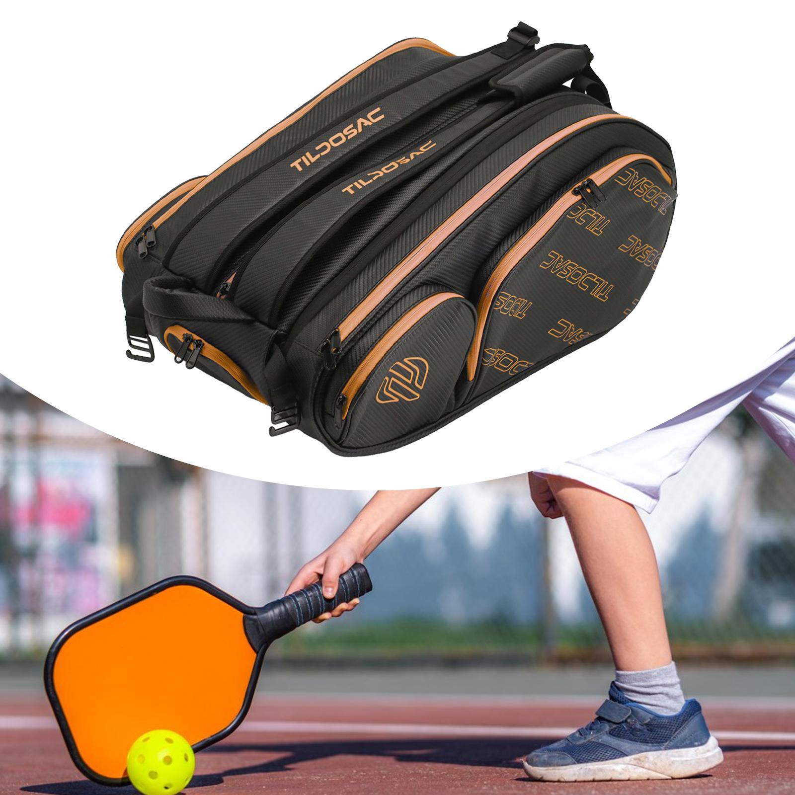 Tennis Backpack with Shoe Compartment Gym Bag Tennis Bag for Camping Outdoor Black Yellow