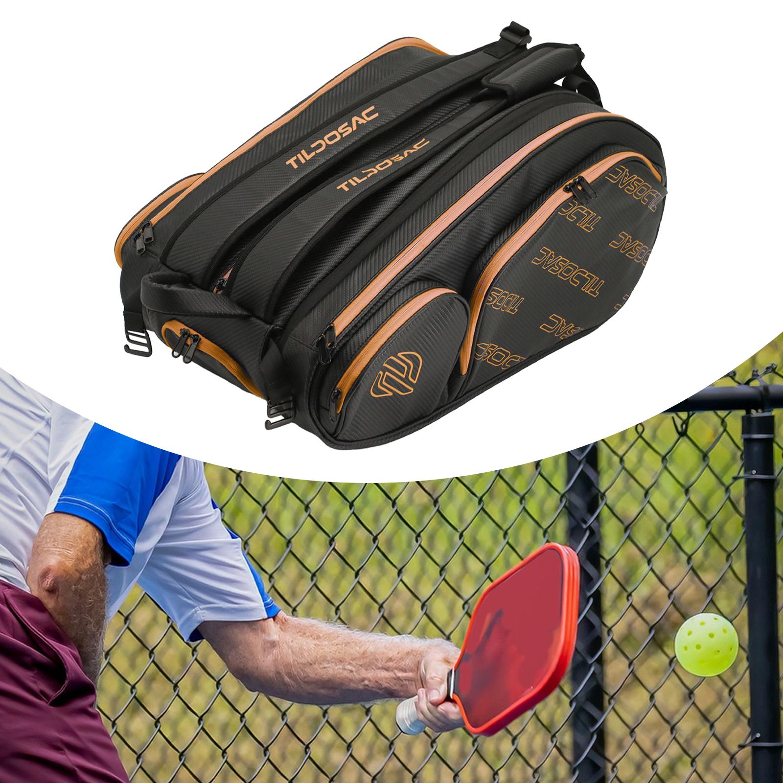 Tennis Backpack with Shoe Compartment Gym Bag Tennis Bag for Camping Outdoor Black Yellow