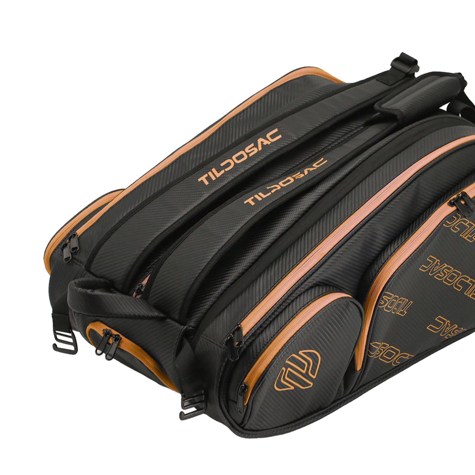 Tennis Backpack with Shoe Compartment Gym Bag Tennis Bag for Camping Outdoor Black Yellow