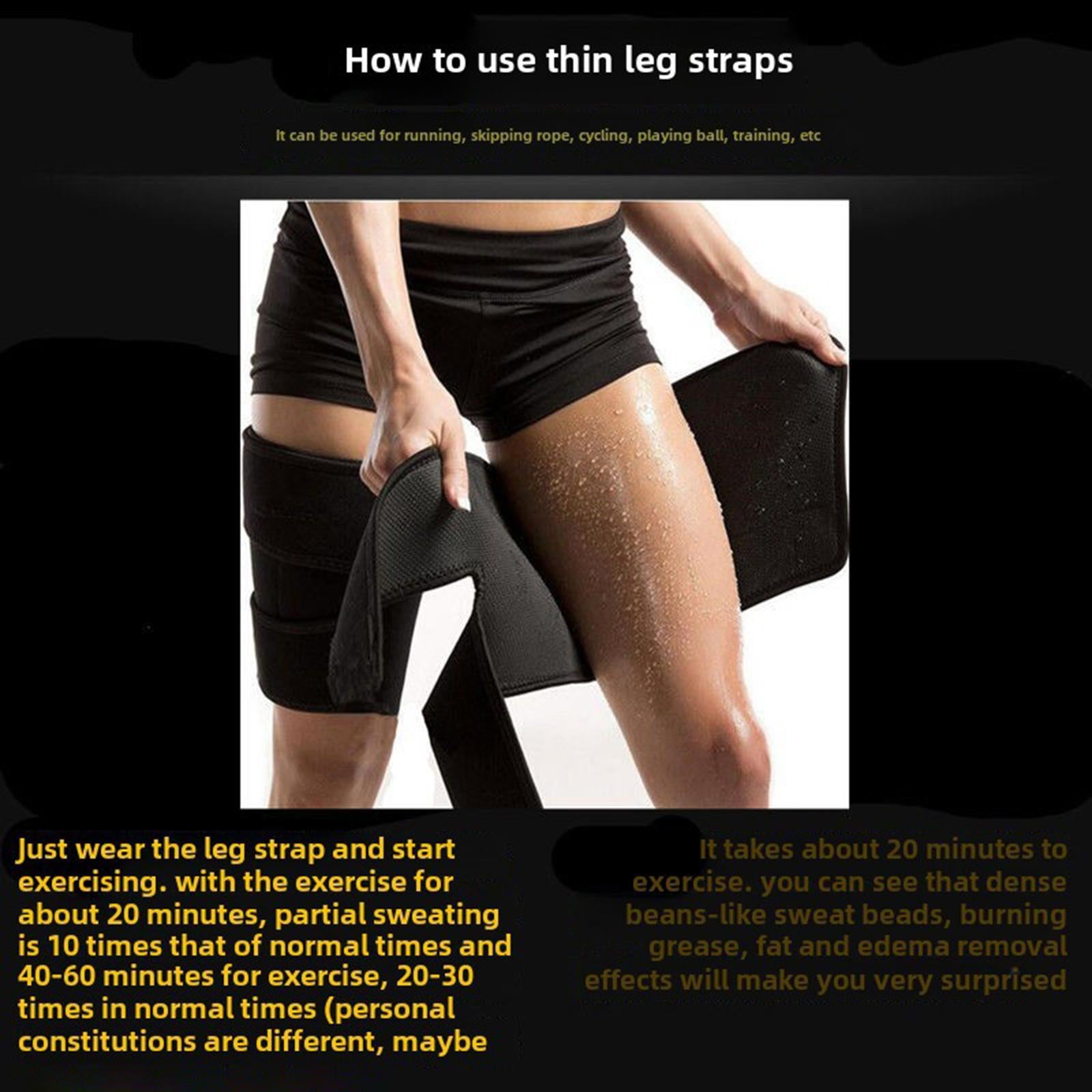 2x Thigh Trainer Straps Leg Sculptors Nonslip Leg Wrapper for Gym Sports Men Black