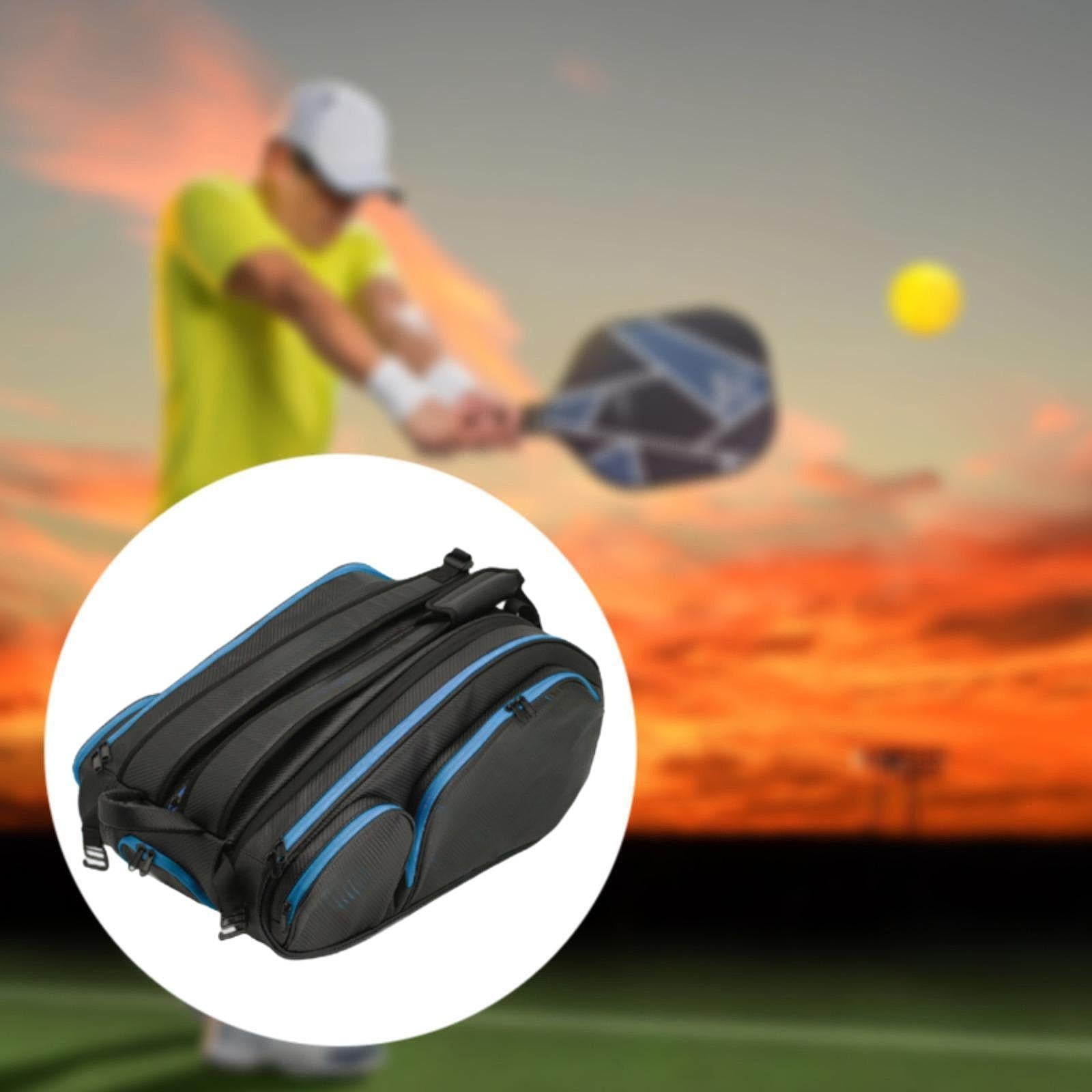 Tennis Backpack Bag Large Capacity Adjustable Shoulder Strap for Outdoor Black Blue