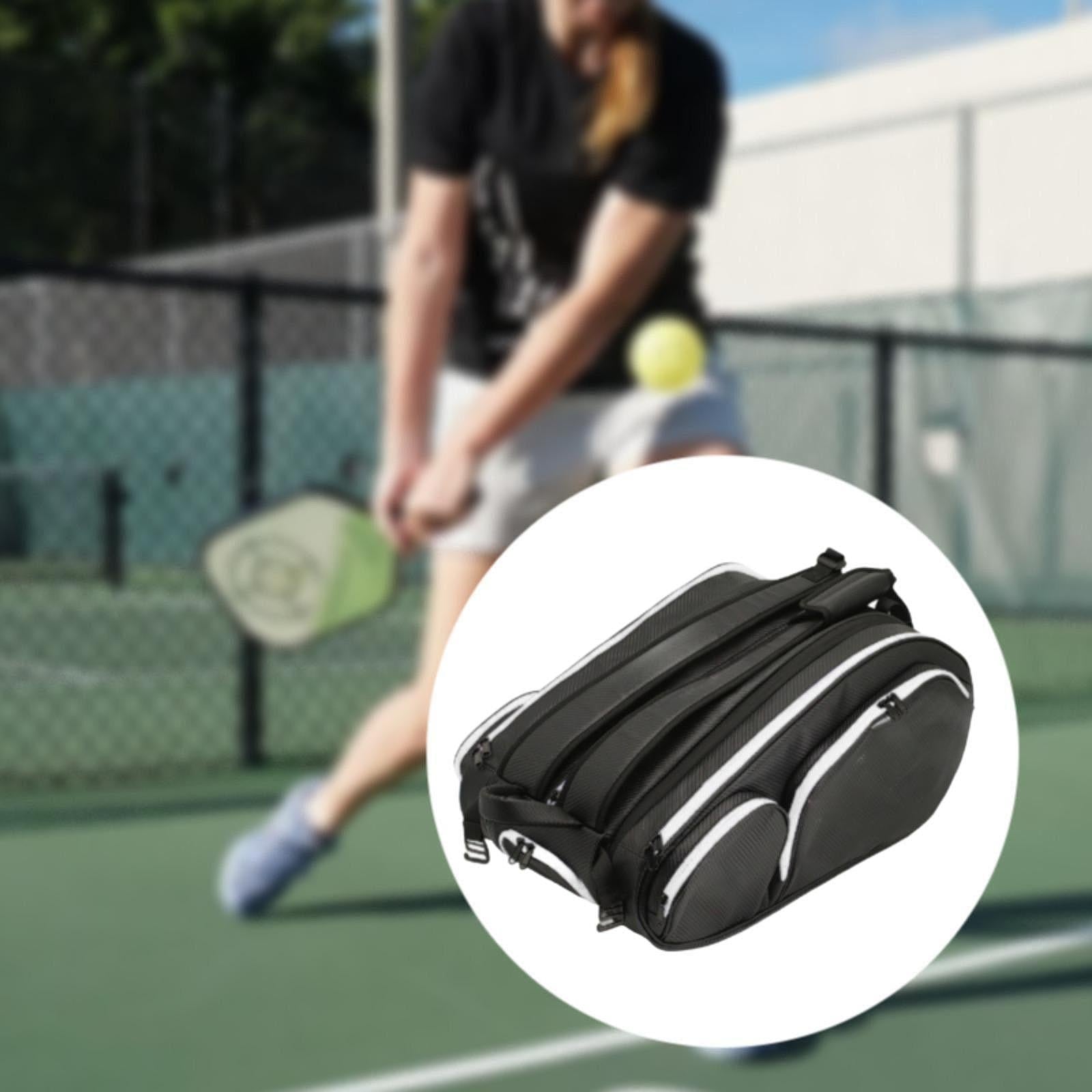 Tennis Backpack Bag Large Capacity Adjustable Shoulder Strap for Outdoor Black White
