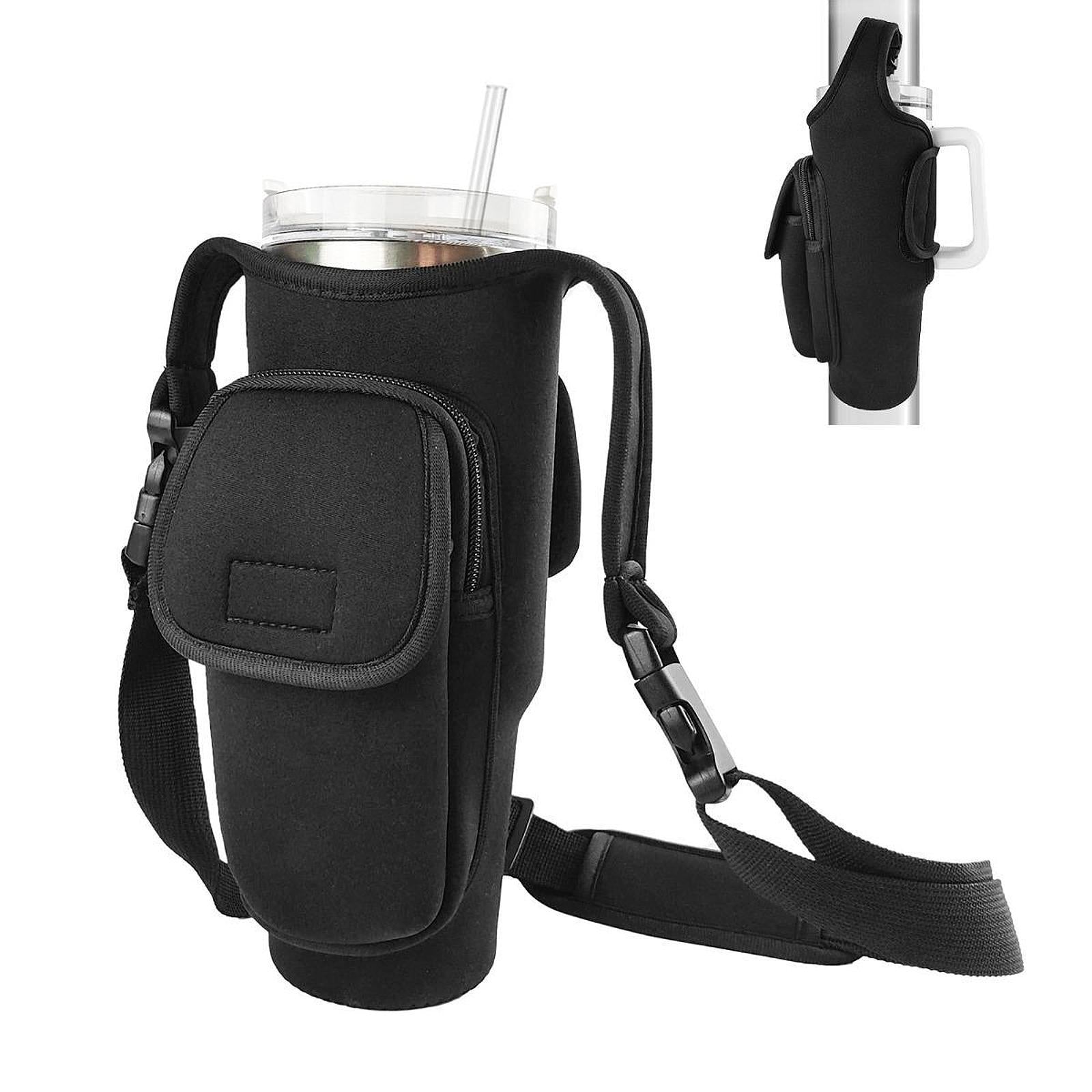 Water Bottle Carrier Bag for 40oz Tumbler with Handle for Backpacking Hiking