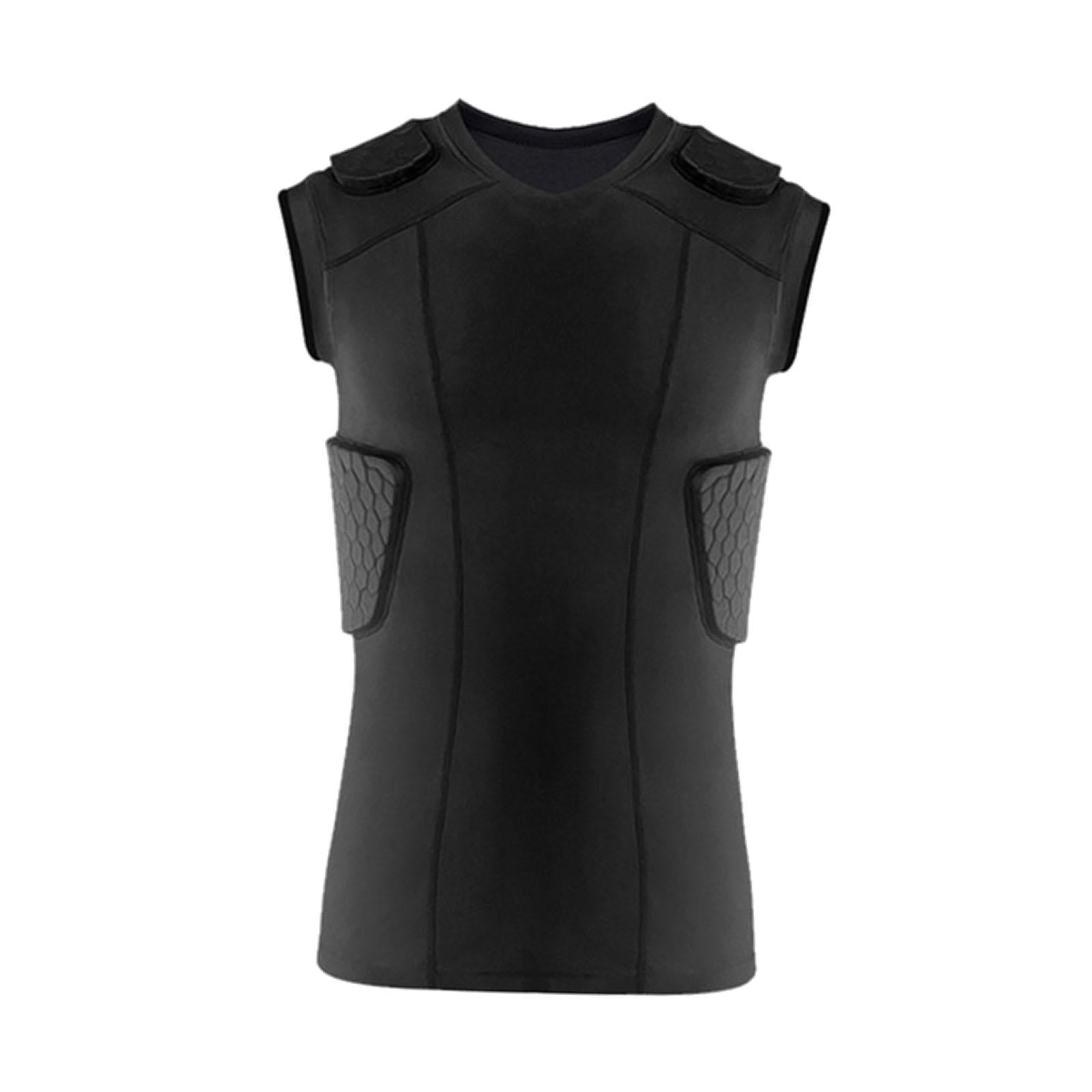 Men Padded Chest Rib Protector Vest Sports Shock Training Top for Training Football S