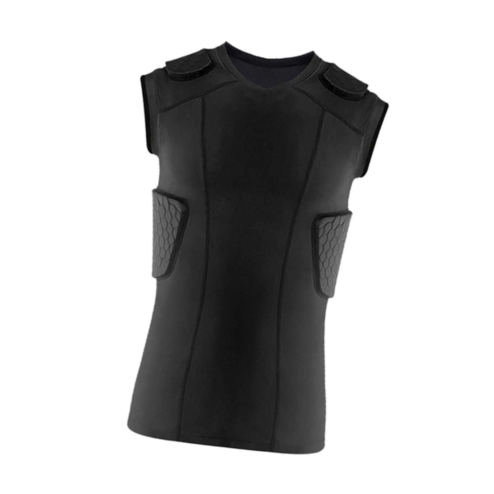 Men Padded Chest Rib Protector Vest Sports Shock Training Top for Training Football M