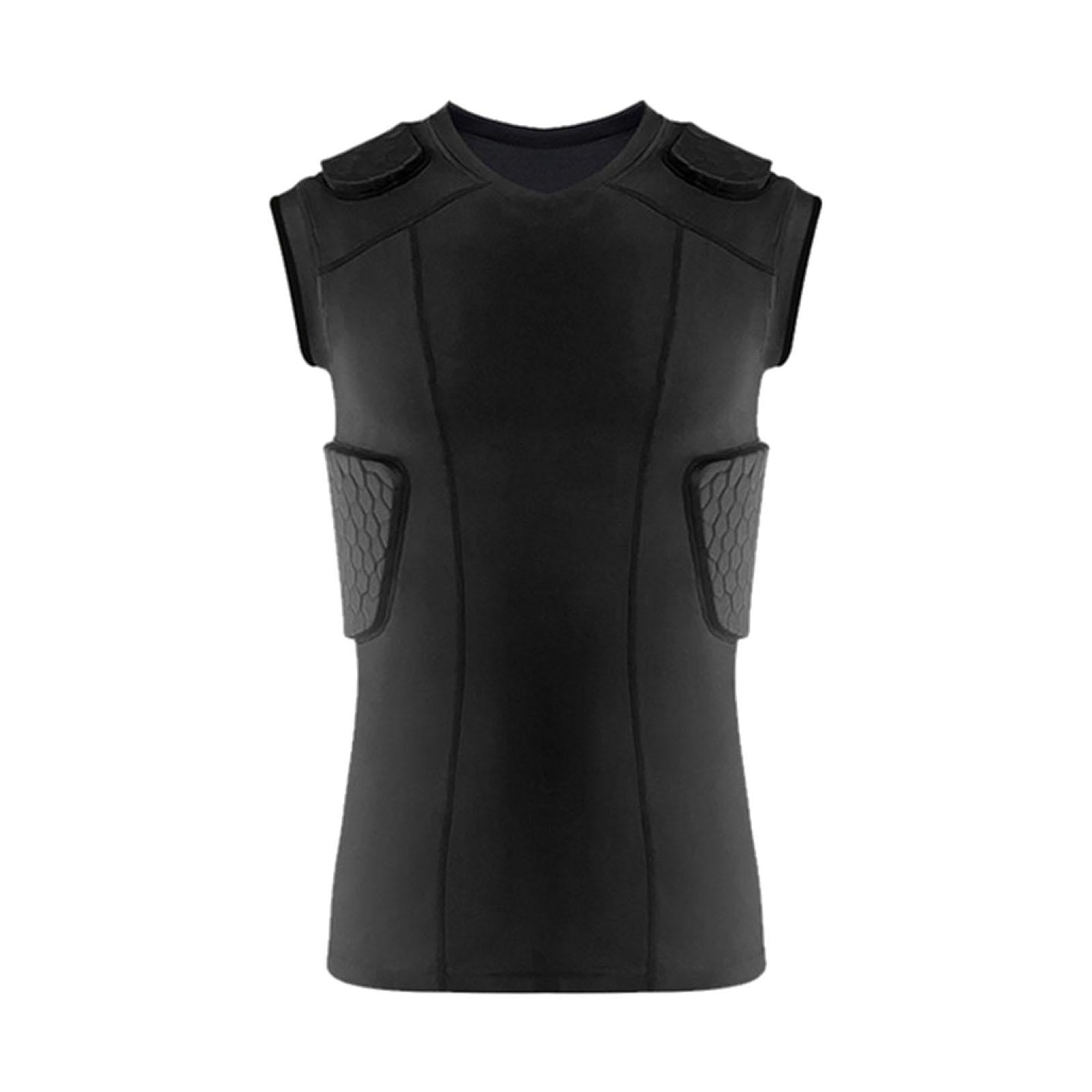 Men Padded Chest Rib Protector Vest Sports Shock Training Top for Training Football M