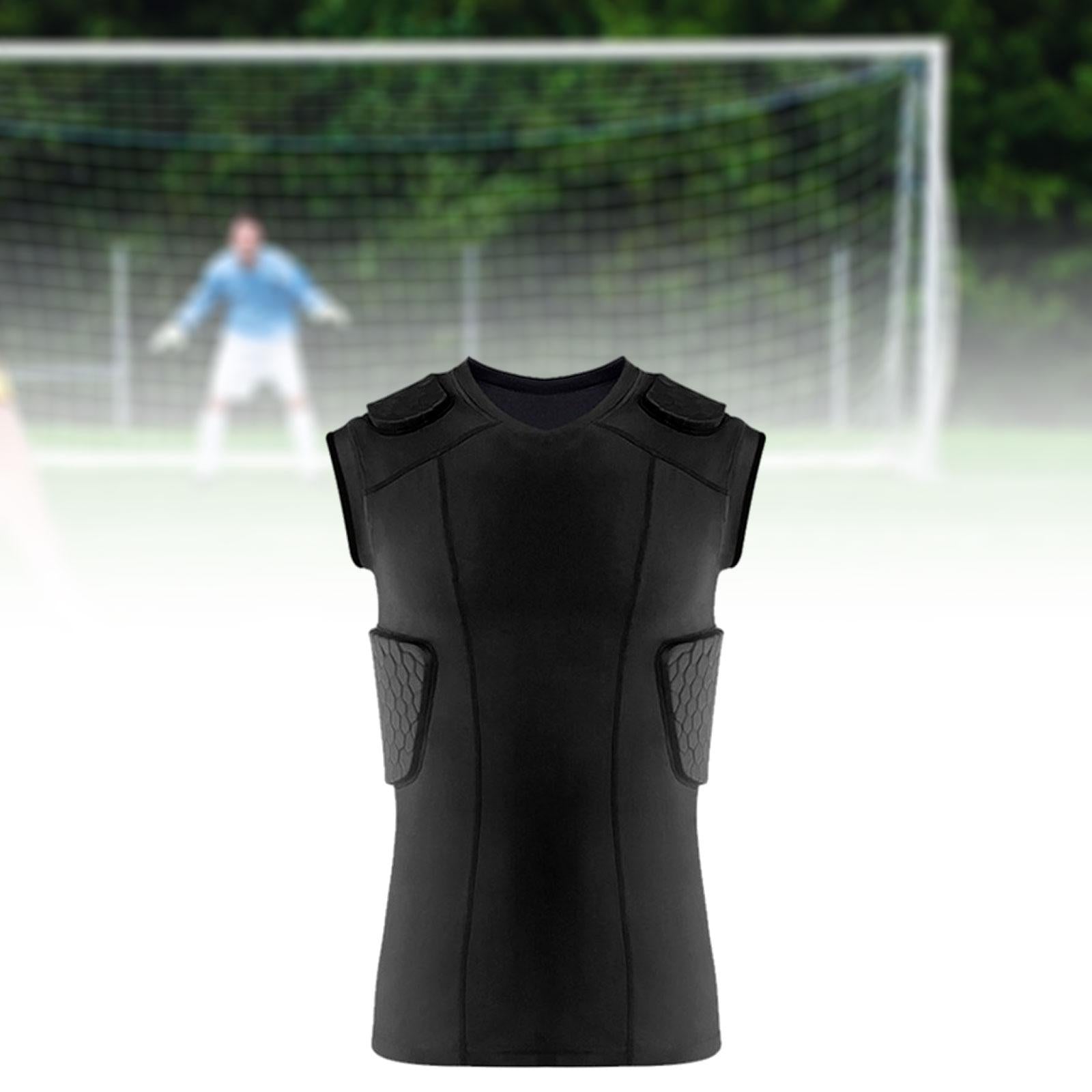 Men Padded Chest Rib Protector Vest Sports Shock Training Top for Training Football XL