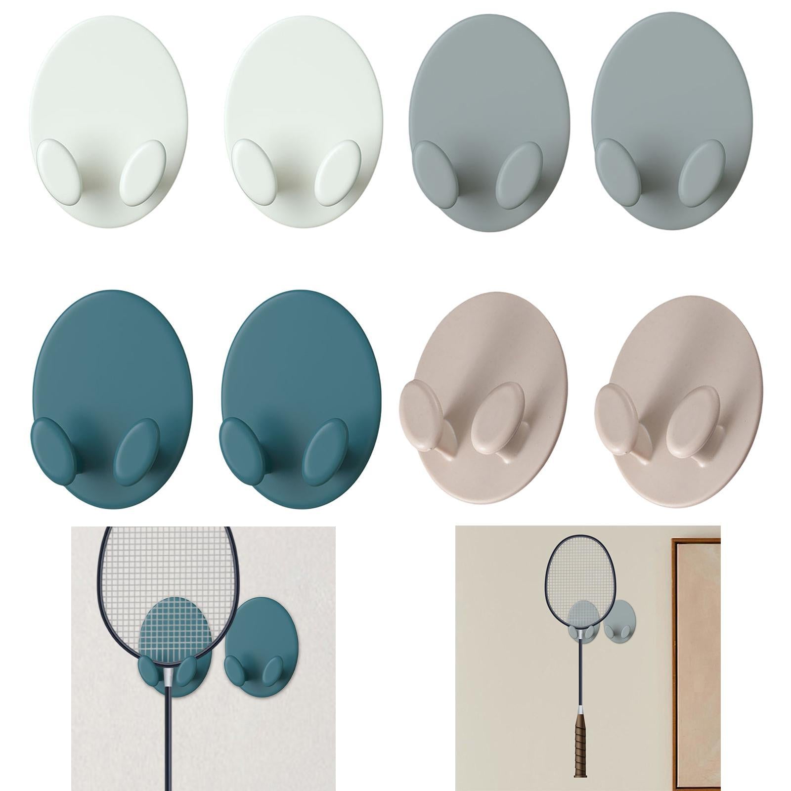 2Pcs Badminton Racket Hooks Lightweight Hanging Hooks for Garage Bedroom Gym White