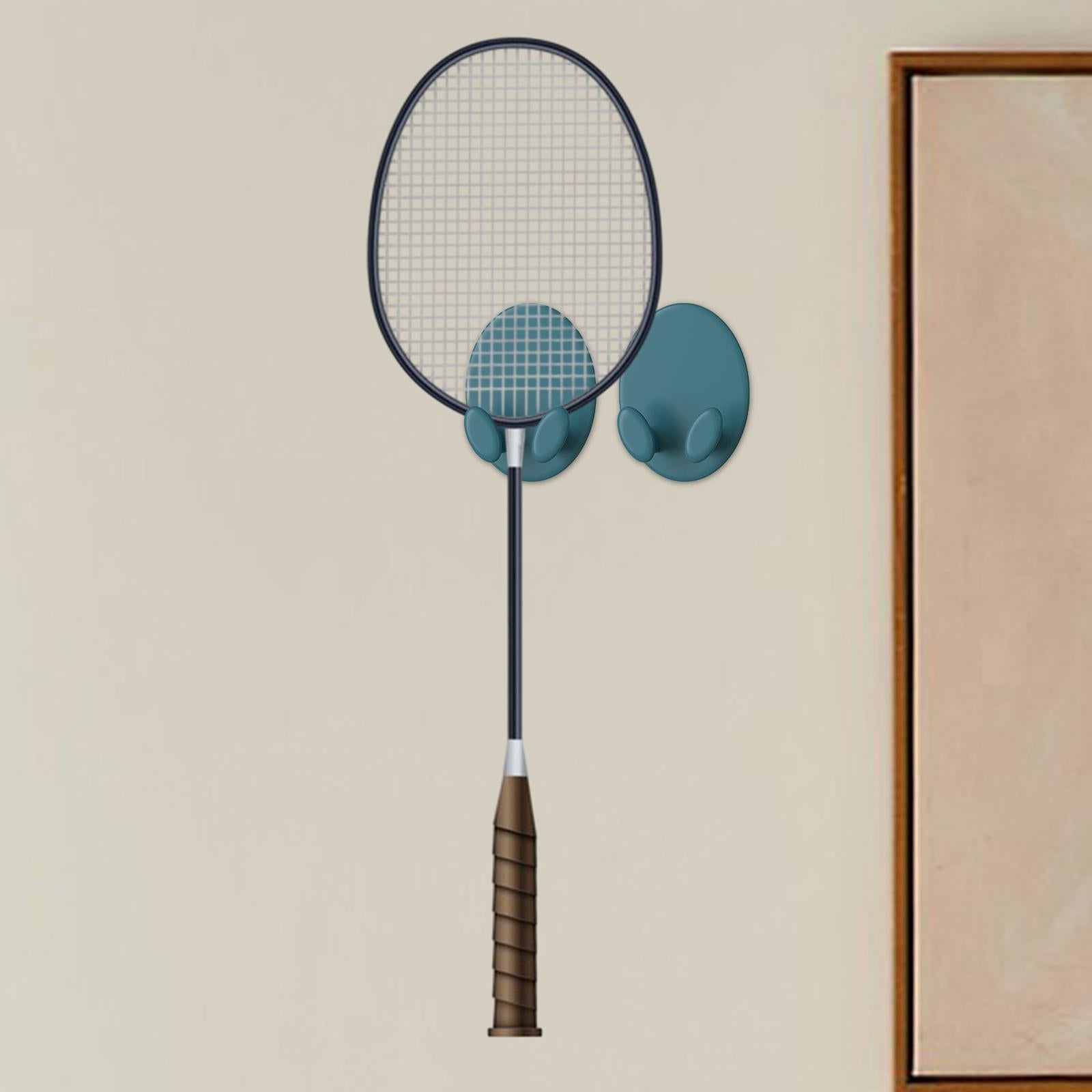 2Pcs Badminton Racket Hooks Lightweight Hanging Hooks for Garage Bedroom Gym White