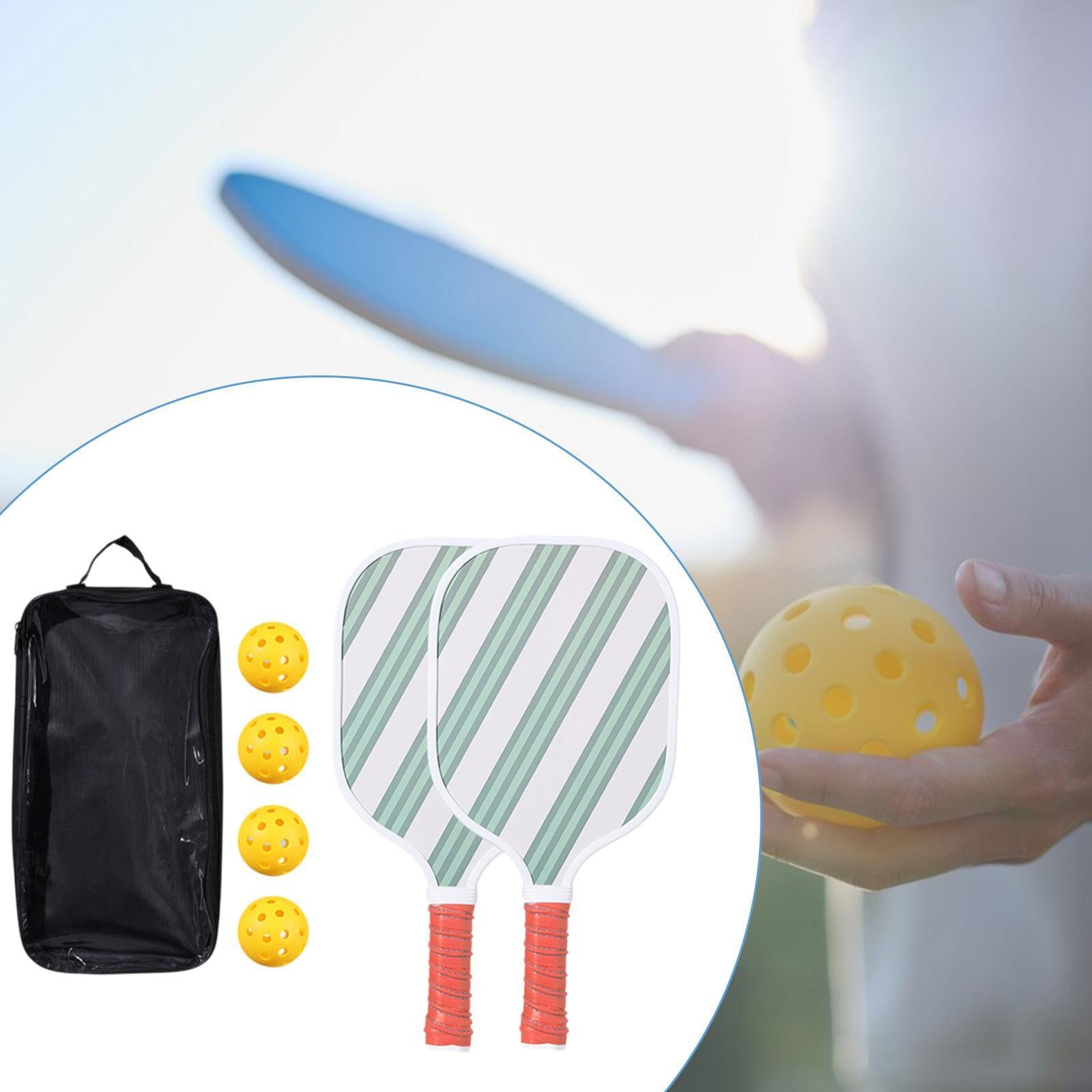 Wooden 2 Paddles Set with Storage Bag for Men Women Player Beginner