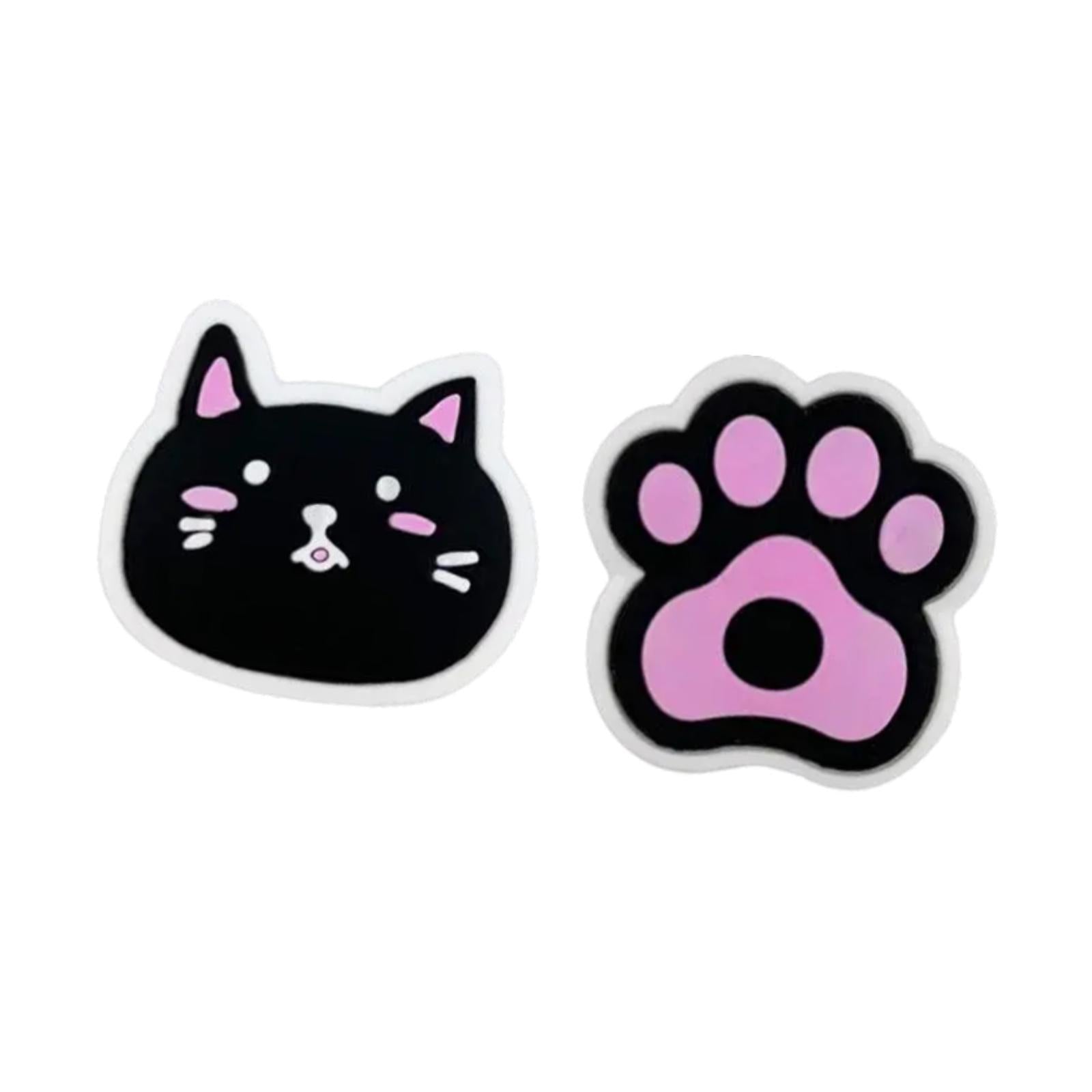 2x Cat Themed Tennis Vibration Dampeners Cute for Players Men Women Athletes Black and Pink