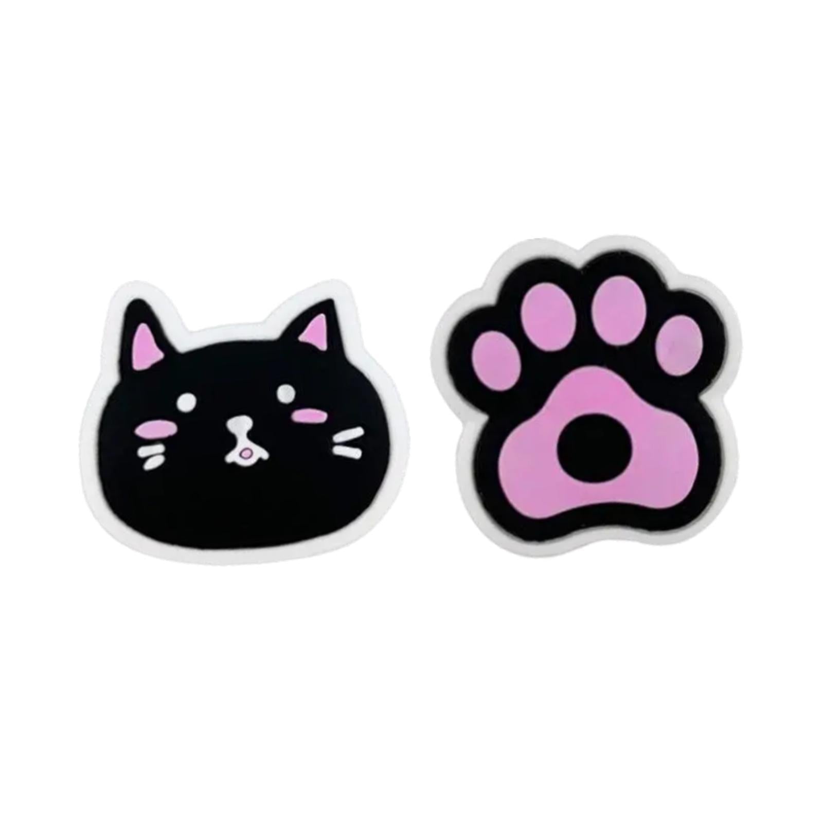 2x Cat Themed Tennis Vibration Dampeners Cute for Players Men Women Athletes Black and Pink