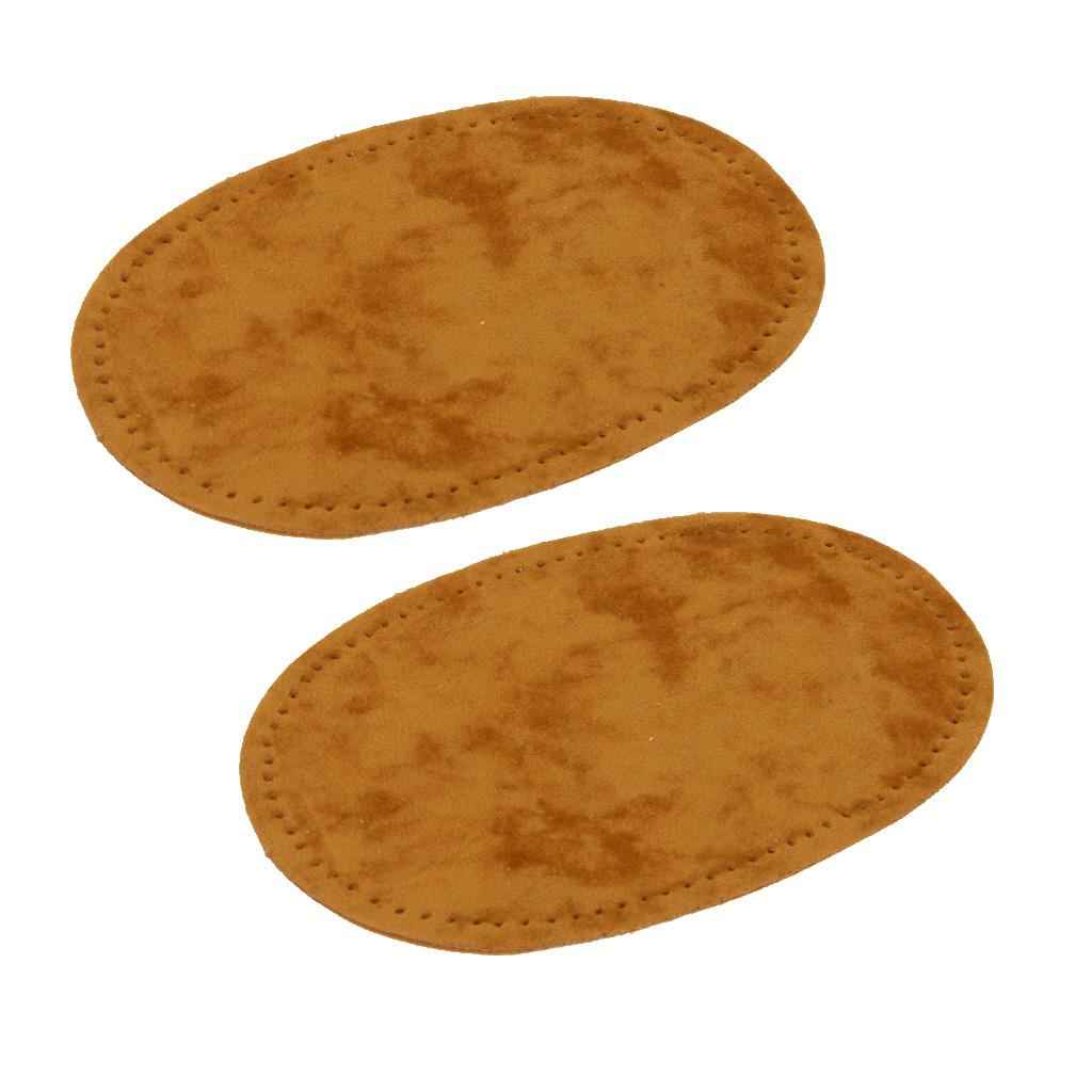 3 Pair Fabric Sew-on Oval Elbow Knee Patches DIY Repair Mend Sewing Appliques Black Brown Tan Blue