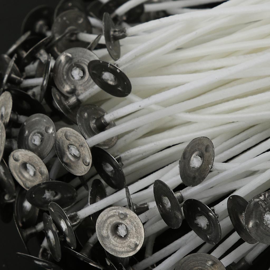 150 Pieces Cotton Pre Waxed Wicks for Candle Making with Sustainers 15cm