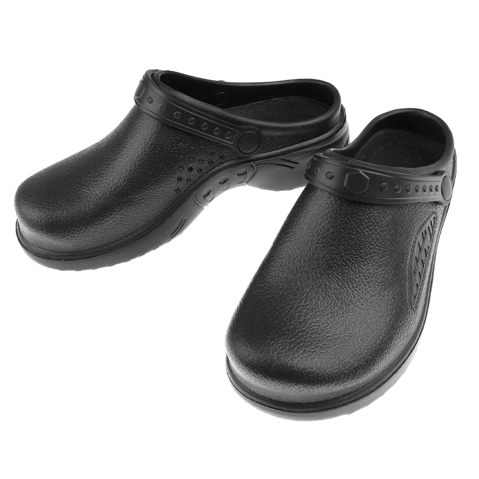Men Women Cook Medical Nursing Shoes Ultralite Clogs with Strap 37 Black