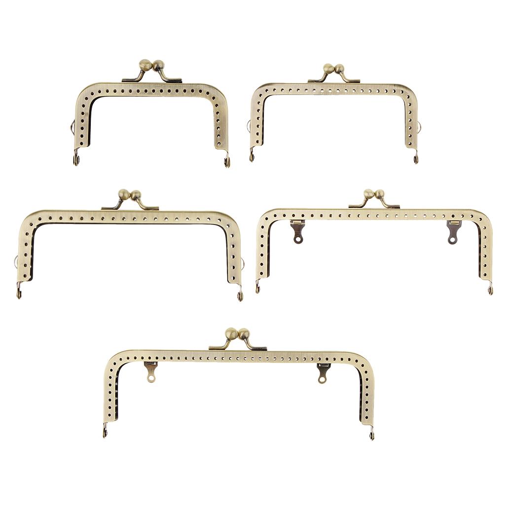 5Pcs Squared Mental Purse Frame Kiss Clasp Lock Handle DIY Bag Accessories