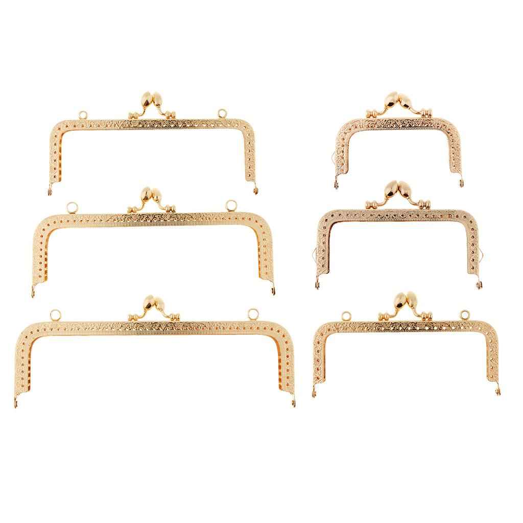 Square Embossed Metal Purse Handbags Frame Kiss Clasp Sewing Lock 8.5cm