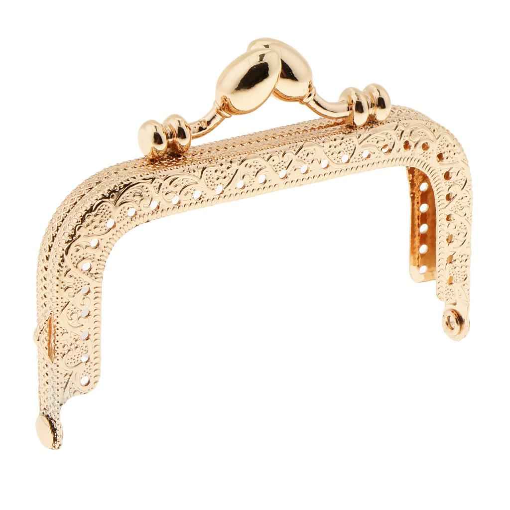 Square Embossed Metal Purse Handbags Frame Kiss Clasp Sewing Lock 8.5cm