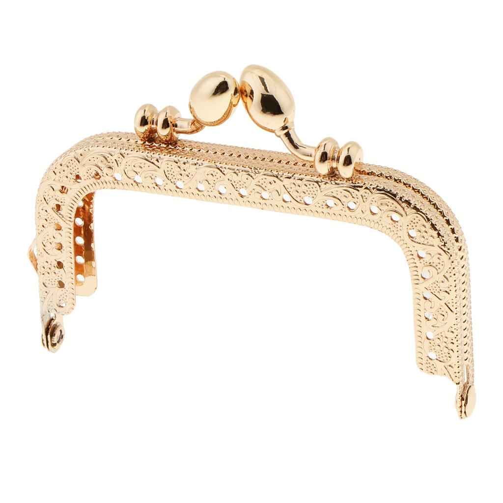 Square Embossed Metal Purse Handbags Frame Kiss Clasp Sewing Lock 8.5cm
