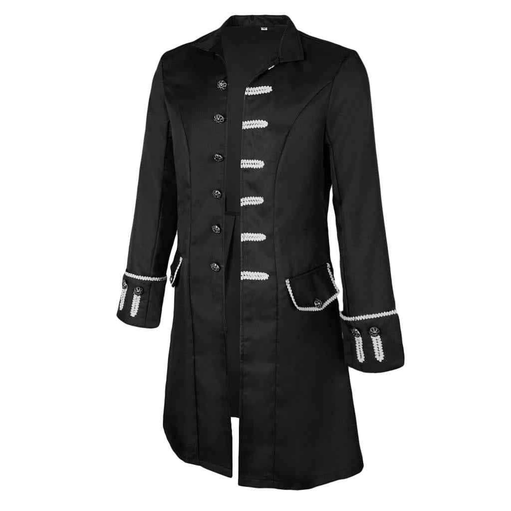 Men Victorian Frock Coat Gothic Steampunk Jacket Vintage Tailcoat L Black