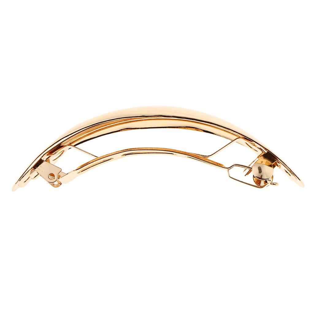 Automatic Tube French Barrette Large Hair Clip Pin Ponytail Holder Gold