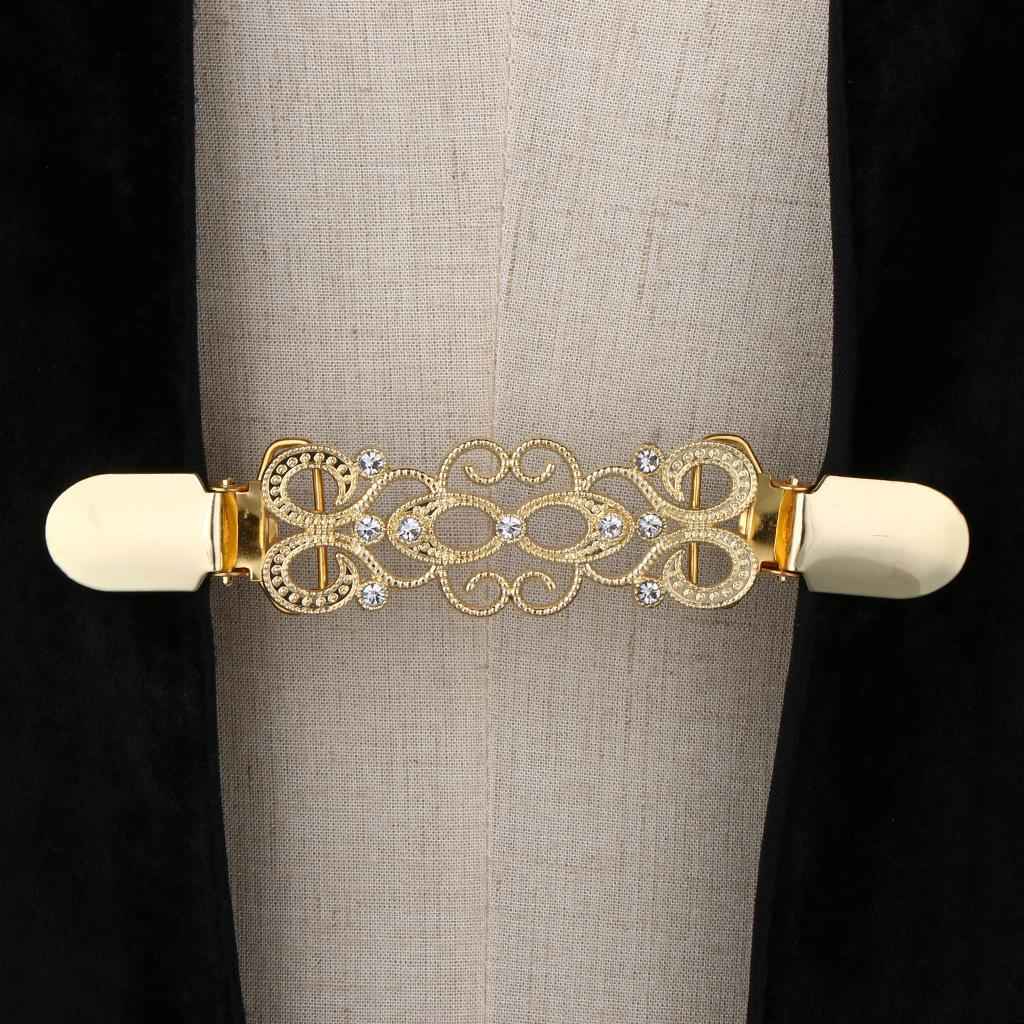 Retro Women Shawl Cardigan Sweater Duck Mouth Clip Shirt Collar Clasp Gold