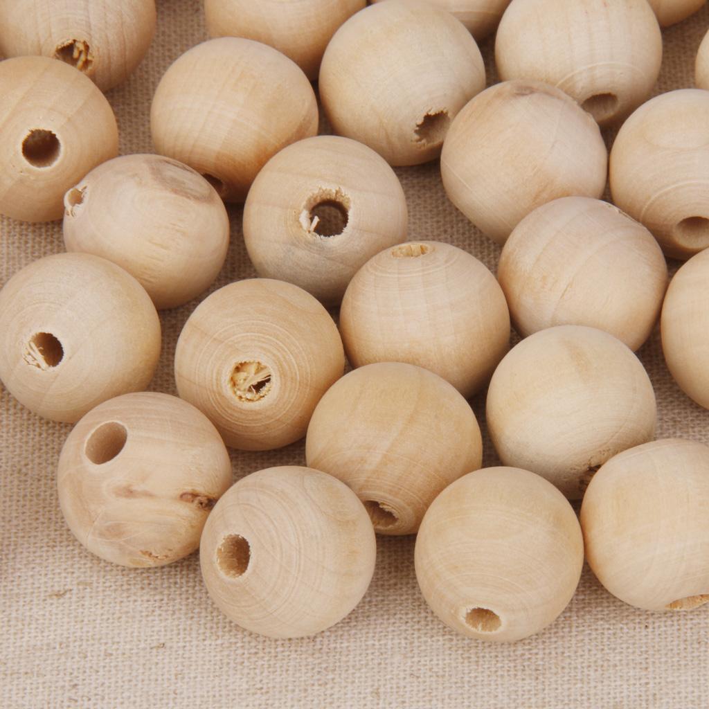 250pcs Unpainted Wooden Beads 20mm Spacer DIY Jewelry Making Findings Crafts