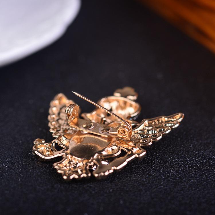 2pcs Vintage Men Suit Shirt Rhinestone Crystal Angel Collar Pin Clip Brooch