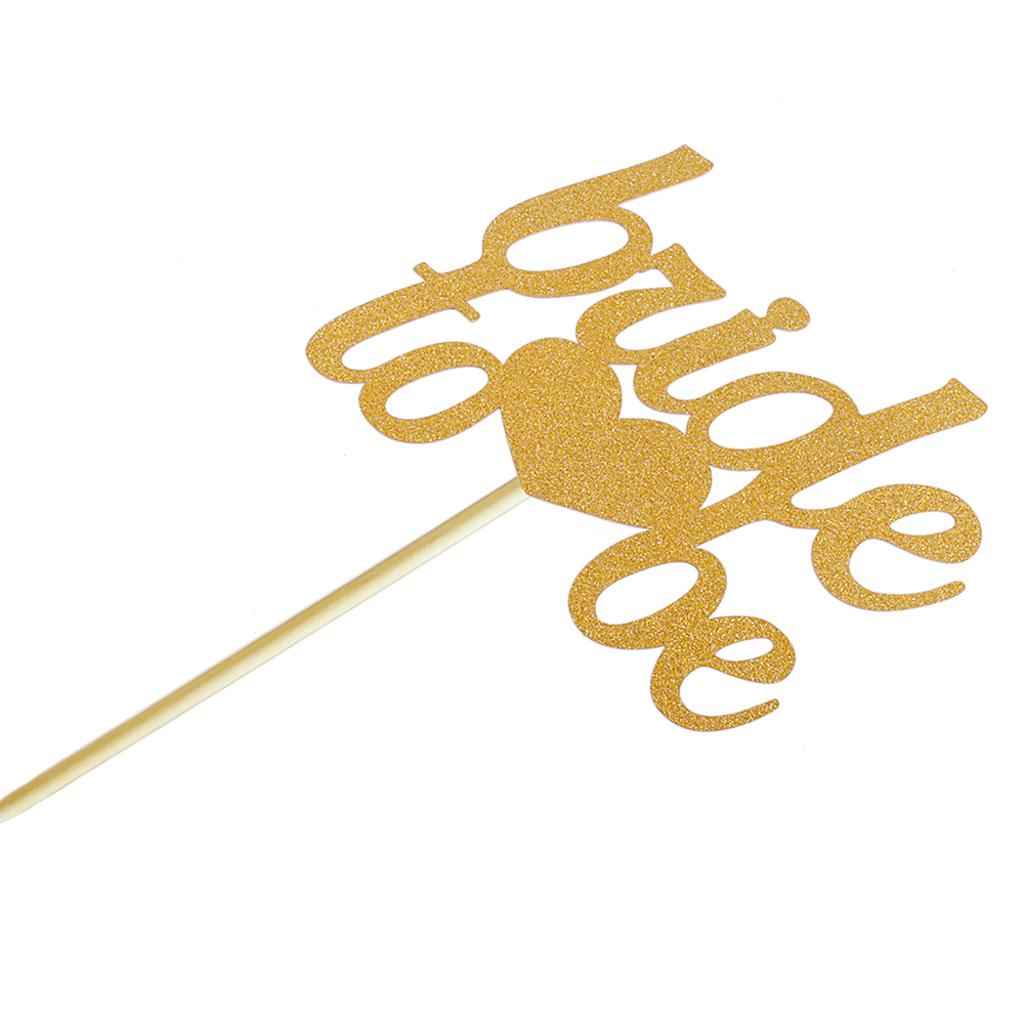 1pcs Bride To Be Gold Glitter Wedding Shower Bachelorette Fancy Cupcake Cake Picks Romantic Decorations