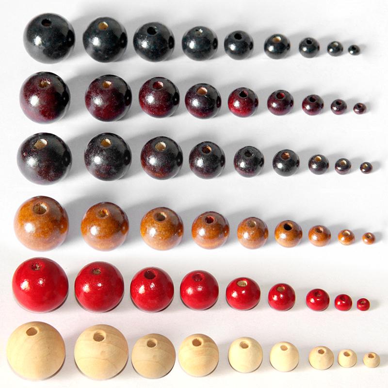 3x50Pcs Round Wooden Beads DIY Jewelry Necklace Craft Making 14mm Dark Coffee