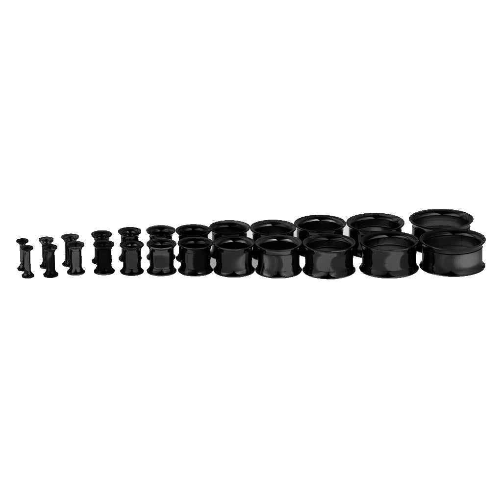 Black Stainless Steel Ear Flesh Tunnels Plugs Screw Expander Ear Gauges 10mm