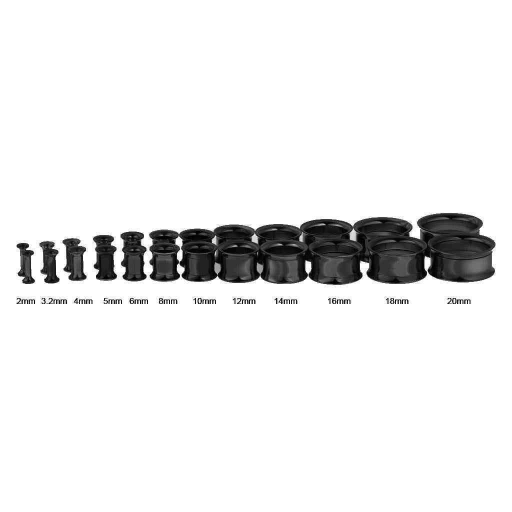Black Stainless Steel Ear Flesh Tunnels Plugs Screw Expander Ear Gauges 10mm