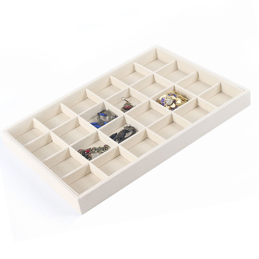 1Pc 24 Grids Ring Earrings Organizer +1Pc Necklace Jewelry Display Box Tray
