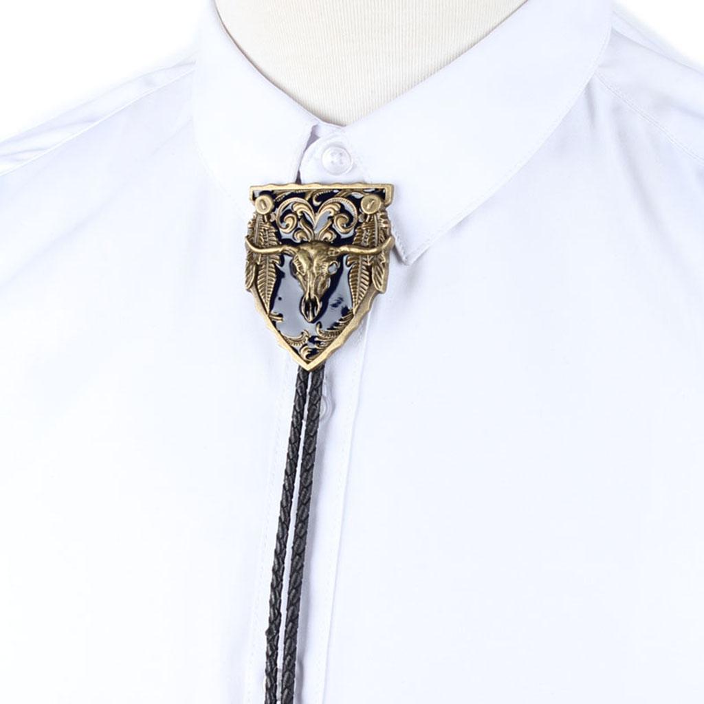 3 Pieces Men Vintage Western Cowboy Rodeo Cow Bolo Tie Bola Pendant Necklace