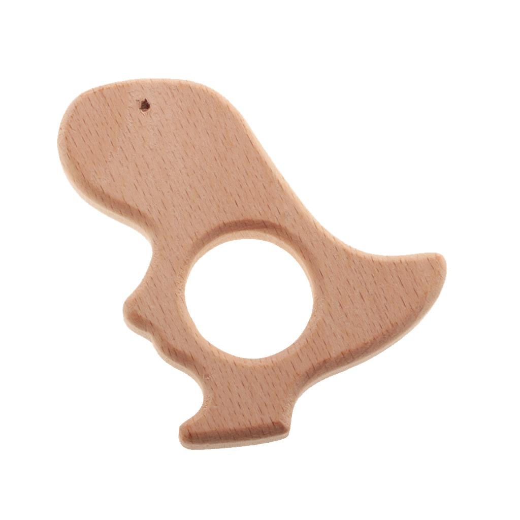 2pcs Wooden Hedgehog Dinosaur Shape Baby Teething Ring Teether Toy DIY Craft