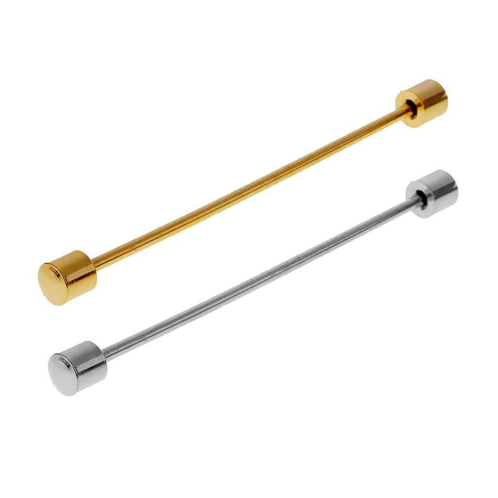 Men's Gift Cylinder Shirt Collar Clip Bar Pin Clip Tie Brooch Necktie Gold