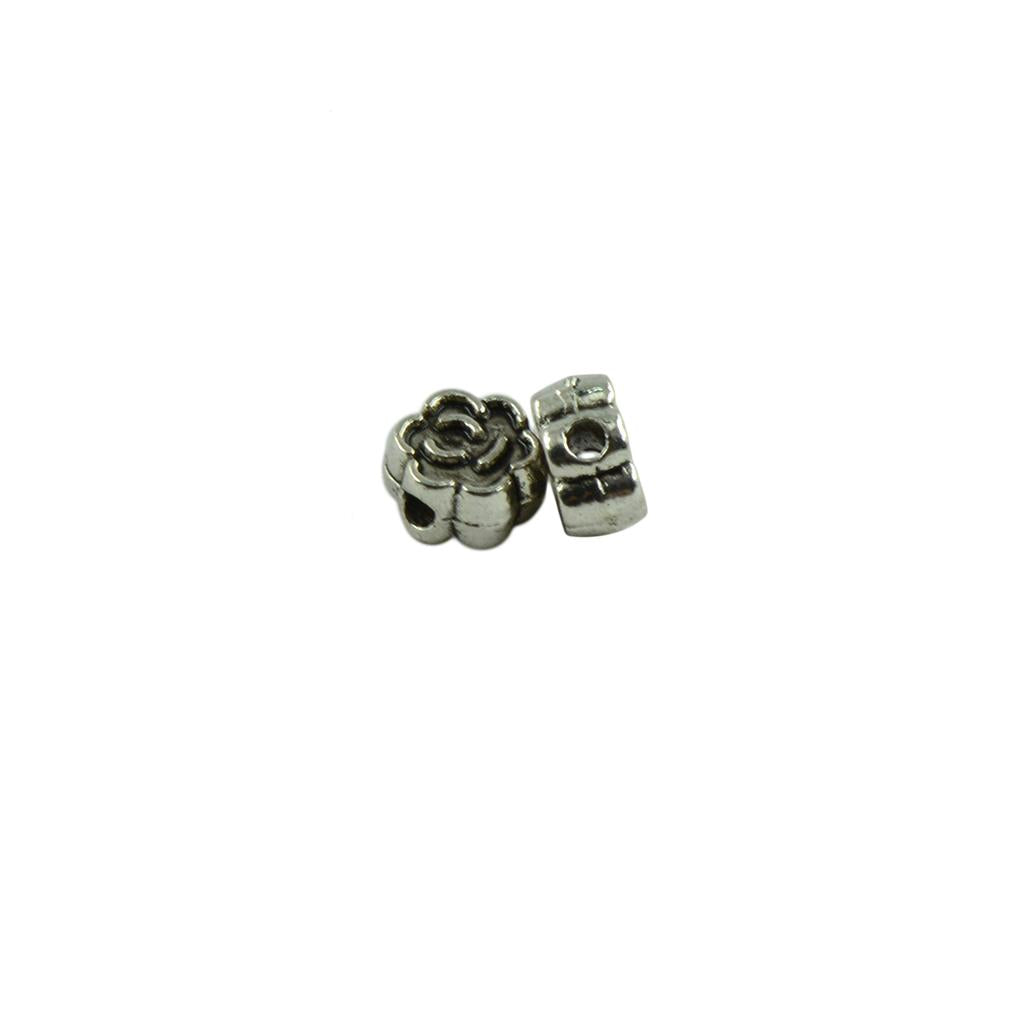 2x100 Pieces Tibetan Silver Rose Flower Engraved Spacer Beads Making 6x3mm