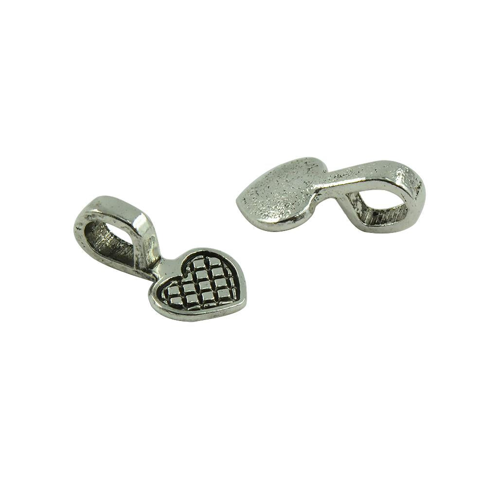 200pcs Tibetan Silver Heart Glue on Bails Setting For Necklaces Pendant Loop