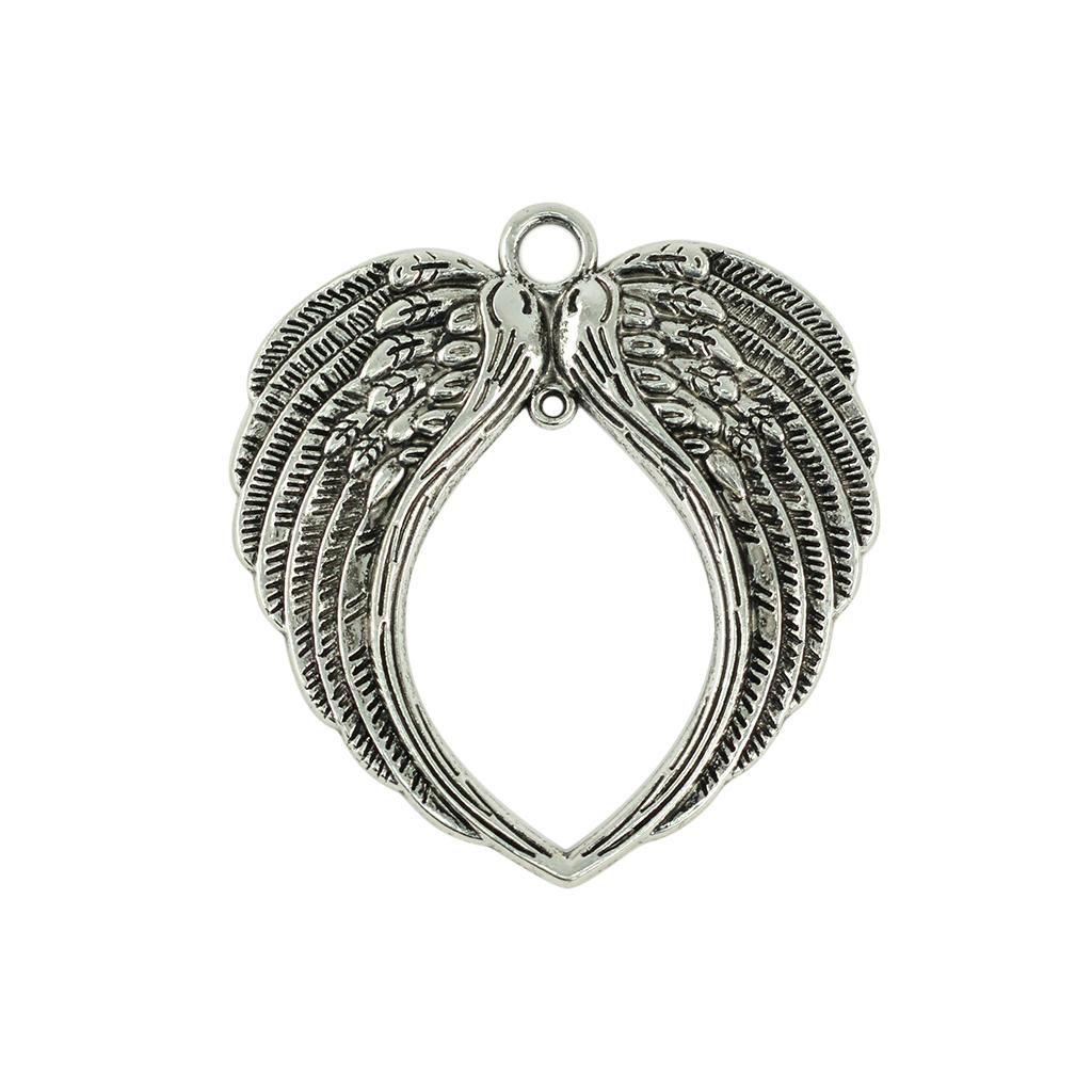 10 x 6 Pieces Vintage Big Double Angel Wings Heart Charm Pendant DIY Jewelry