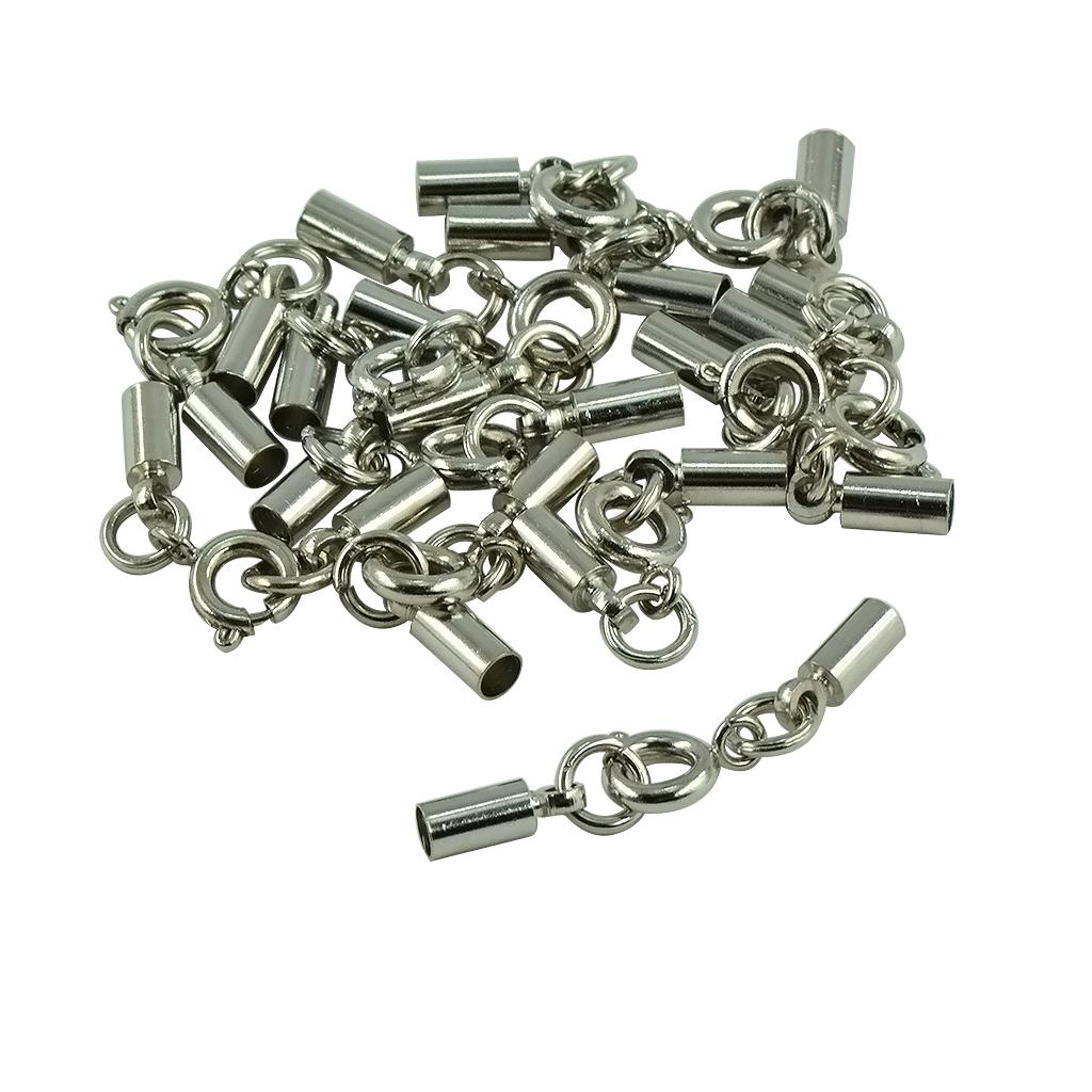3x12pcs Round Spring Clasp Crimp Tube Bell Ends Jewelry DIY 4mm Silver